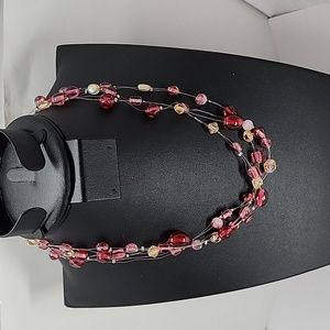 VJ Vicky Jousan Three Strand Illusion Acrylic Necklace